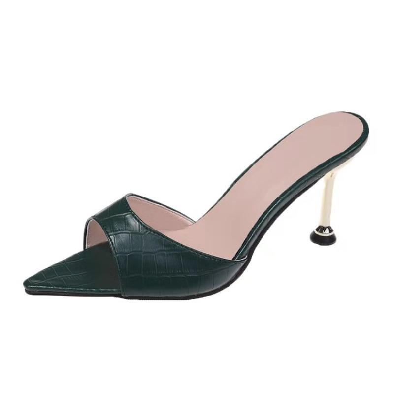 Glamouröse High Heel Sandalen mit Krokodiltextur - Schicke Slip-On Stilettos mit spitzer Peeptoe für modebewusste Partys Bankette