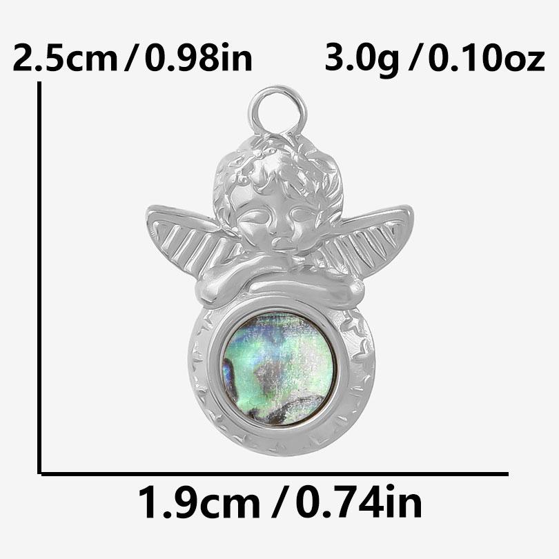 4Pcs No Fade Metal Stainless Steel Charm Real Natural Abalonewhite Shell Angel Sun Connector Charms For Jewelry Making Supplies