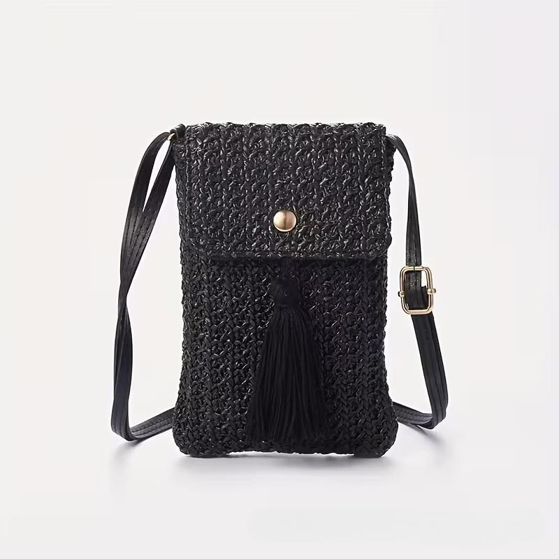 Straw Beach Bag Women Holiday Mobile Phe Shouder Bag Summer Tassel Mini Crossbody Purse for Lady Gril Travel By The Sea 2026
