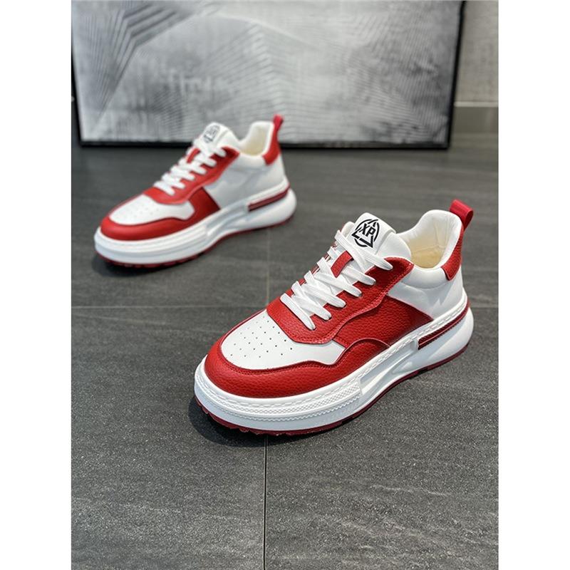 Spring New Leather Lightweight Sports Shoes Platform-soled Versatile Men's Shoes Men's Comfortable Little White Shoes Casual Shoes Qs