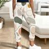 Women Plus Size Abstract Printed Jogger Pants Drawstring Waist Side Pockets Cuffed Ankle