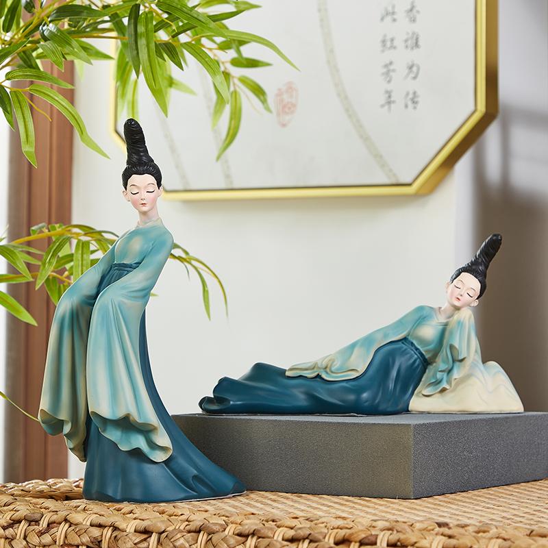 Elegant Ancient Chinese Lady Figurine Creative Vintage Decor for Living Room Bookshelf Cabinet