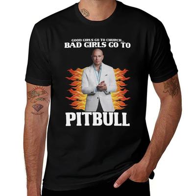 Bad Girls Go To Pitbull T-Shirt T-Shirt Mann Baumwoll-T-Shirt für Mann Männer T-Shirts Grafik-T-Shirt