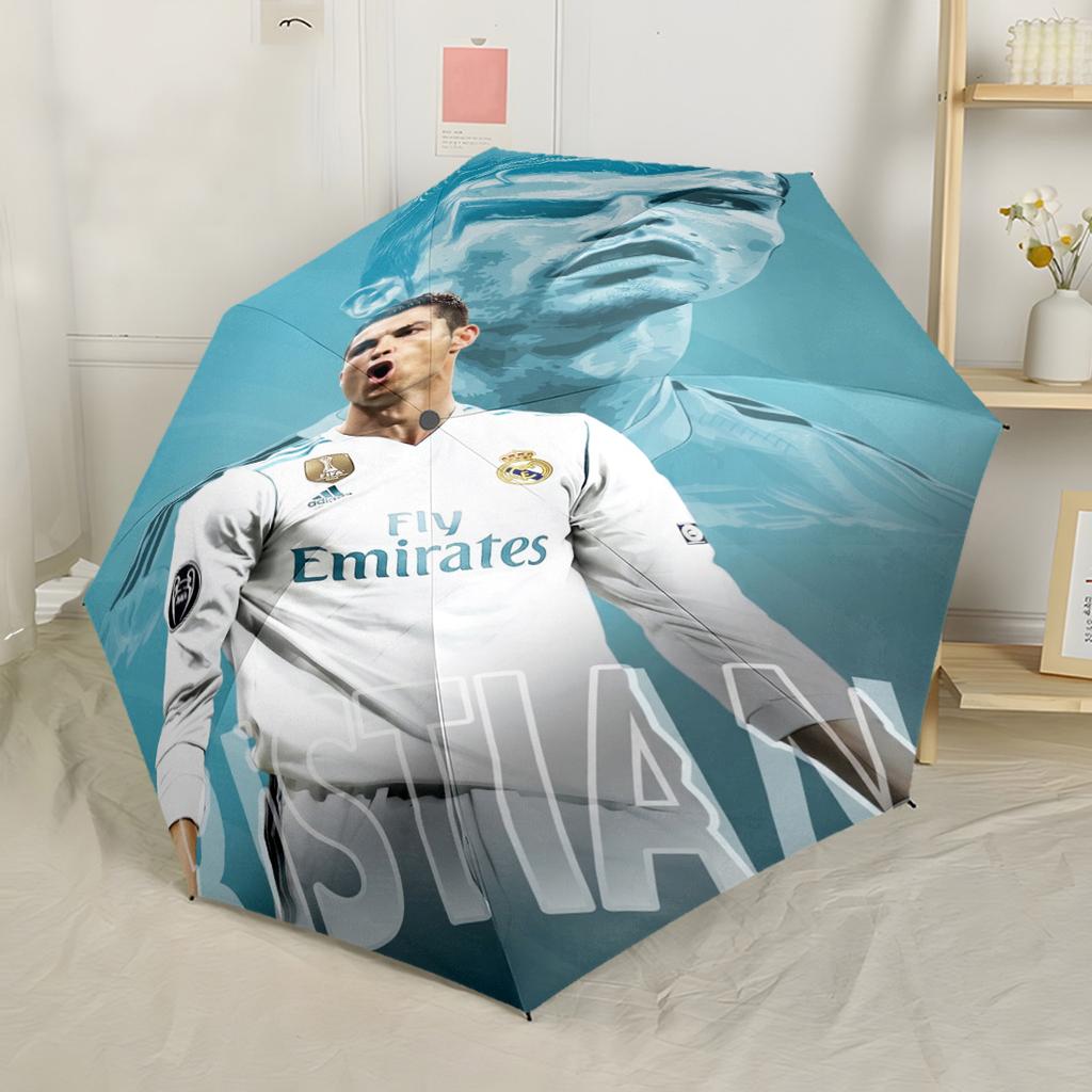 Cristiano Ronaldo Celebration Outdoor Automatic Umbrella Compact 8-Rib Design Compact Design for Outdoor Daily Use Fashionable Accessory Spiritual Gif