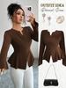 Korean Style Slim Fit Long Sleeve Top for Women - Flattering and Elegant Autumn/Winter Wear