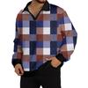 Men's Casual Fashion Printed Lapel Long-sleeved Knitted Bottoming Shirt Top