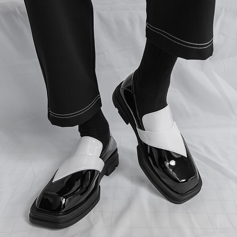 Fashion Hombre Casual men's leather shoes Luxury designer classic style Party and business office or daily work Thick soled loafers