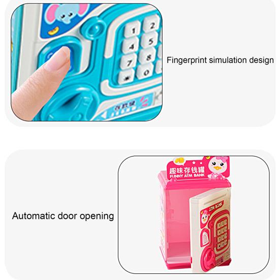 Mini Piggy Bank Emulated Fingerprint Key Cute Cartoon Duck Saving Pot Ornament Save Money Plastic Simulation ATM Saver Children Coin