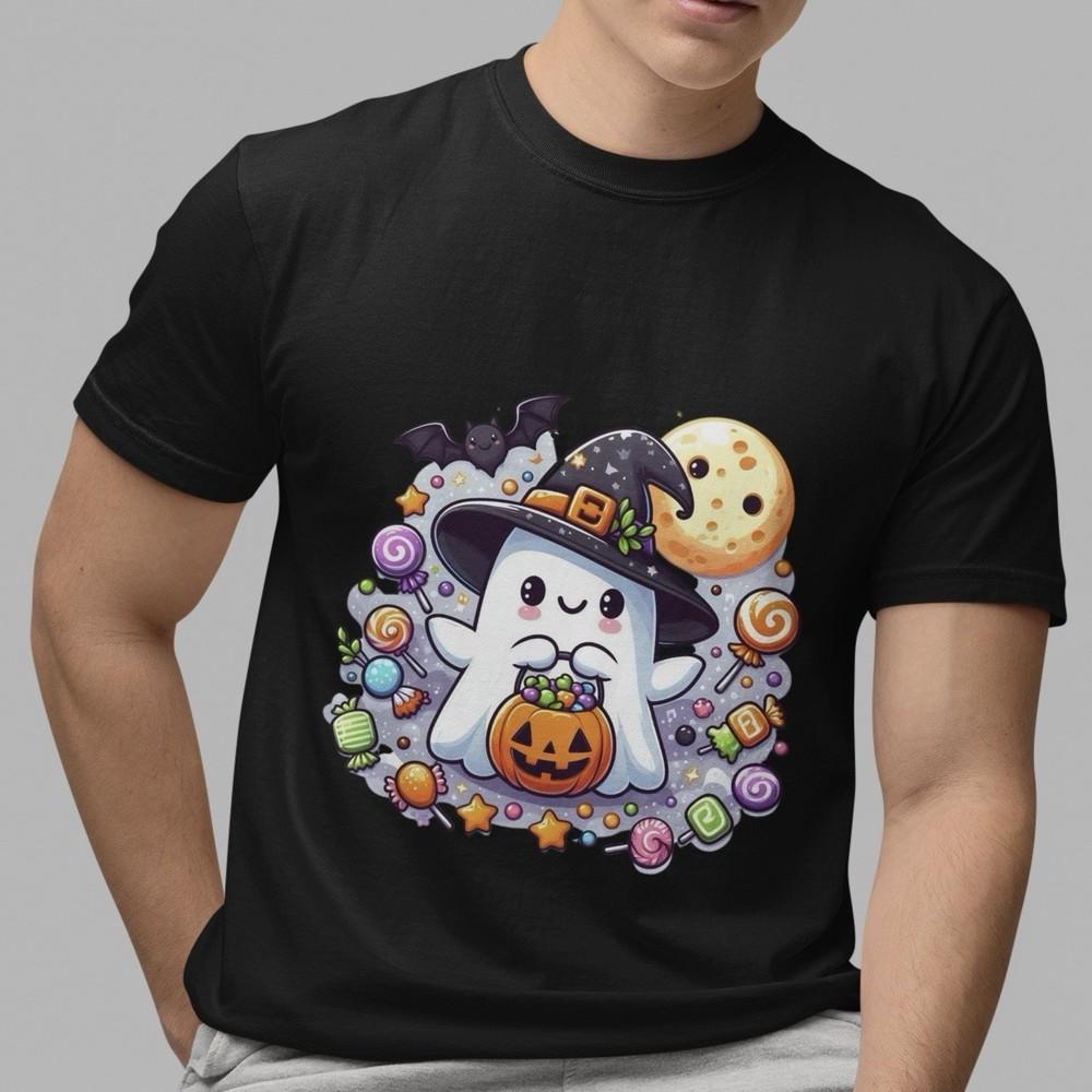 Halloween Pumpkin Candy Goast Black Cute Graphic T-Shirt Unisex Tee Casual Top