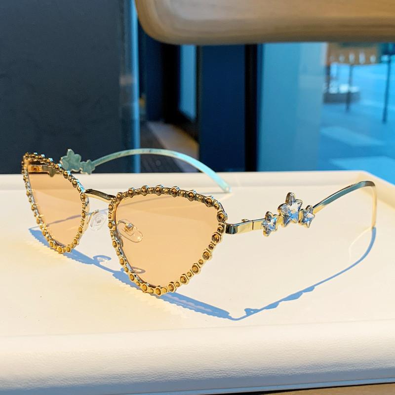 Cat Eye Sunglasses For Women With Diamond Embellishments Uv400 Sun Protection Fashion Accessory