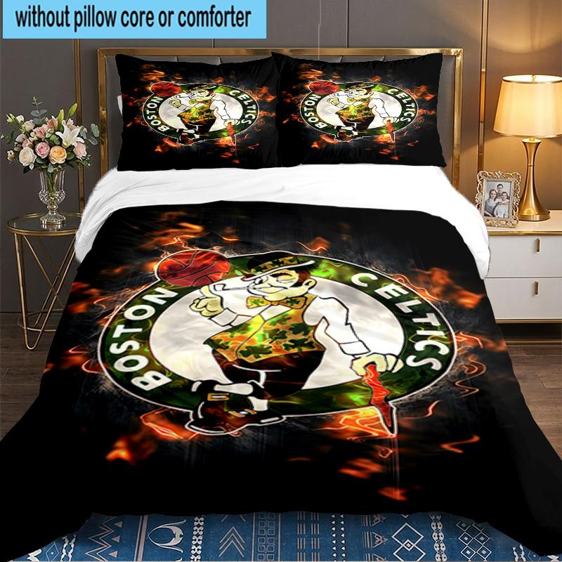 Boston-Celtics Logo 3pcs Bedding Set,Including 1pc Duvet Cover And 2pcs Pillowcases Perfect Gift for Christmas,Ideal for Bedroom, Dormitory