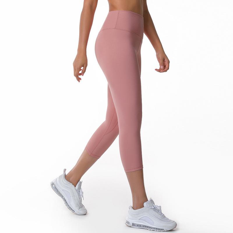 

European & American High-Waisted Yoga Pants for Butt-Lifting, Skin-Friendly, Breathable, Tight-Fit, Cropped Running & Fitness Large