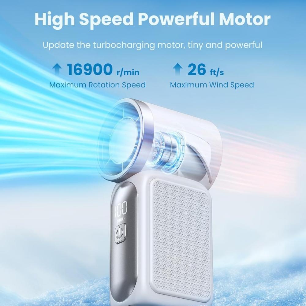 Mini High Speed Handheld Fan 3000mAh LED Display Portable Turbo Fan Desk Fan Outdoor Cooling Rechargeable Fan