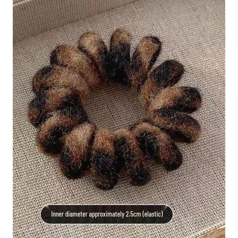 Korean Leopard Print Plush Elastic Hair Ties - Autumn/Winter Collection