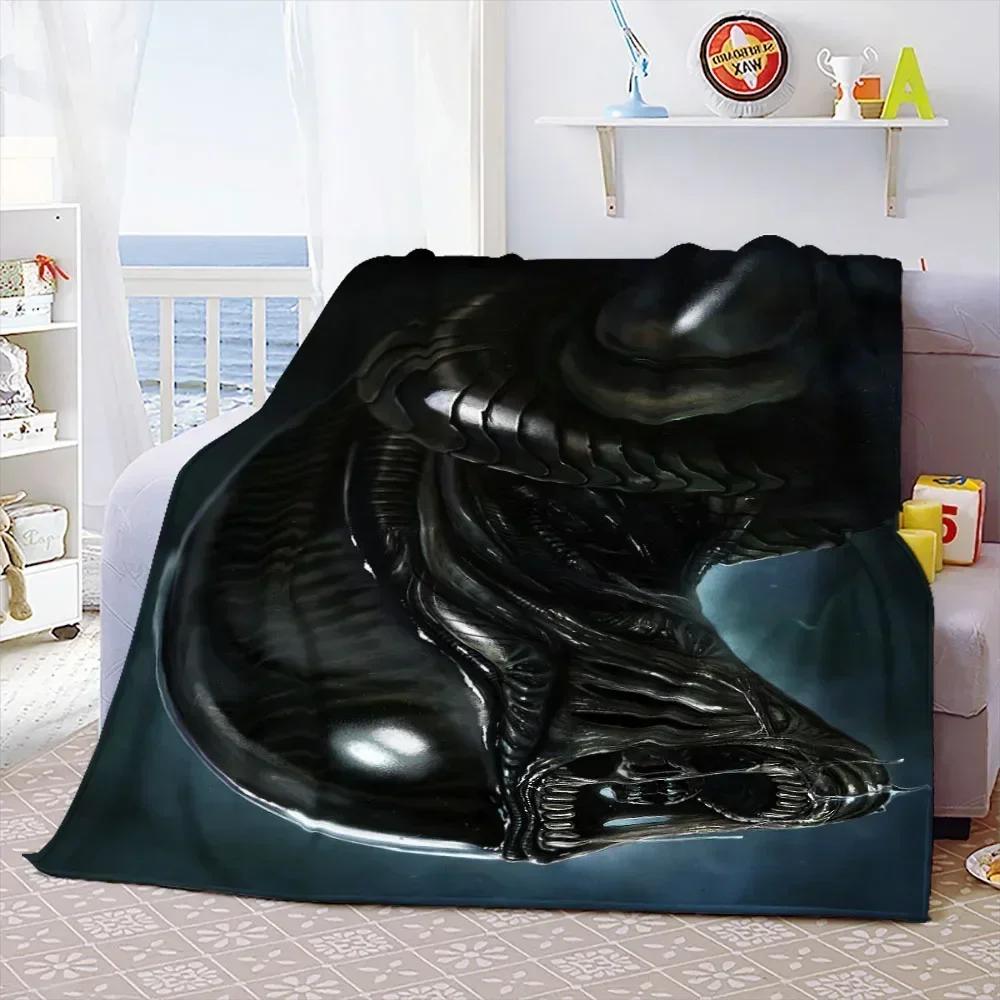 Weiche Überwurfdecke aus dem Film „Aliens“, Weltraummonster, bedruckt, Tagesdecke, Sofa-Couch-Bezüge, Reise-Camping-Decke, Geschenk für Kinder und Erwachsene