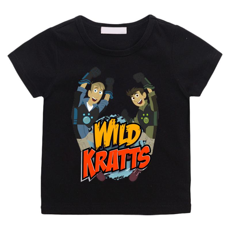 Wild Kratts Cartoon T-Shirt Anime-Druck Neues Baumwoll-T-Shirt Kinder Spaß-Top Abenteuer-Cartoon-Tees Coole Jungen Kurzarm-Kleidung