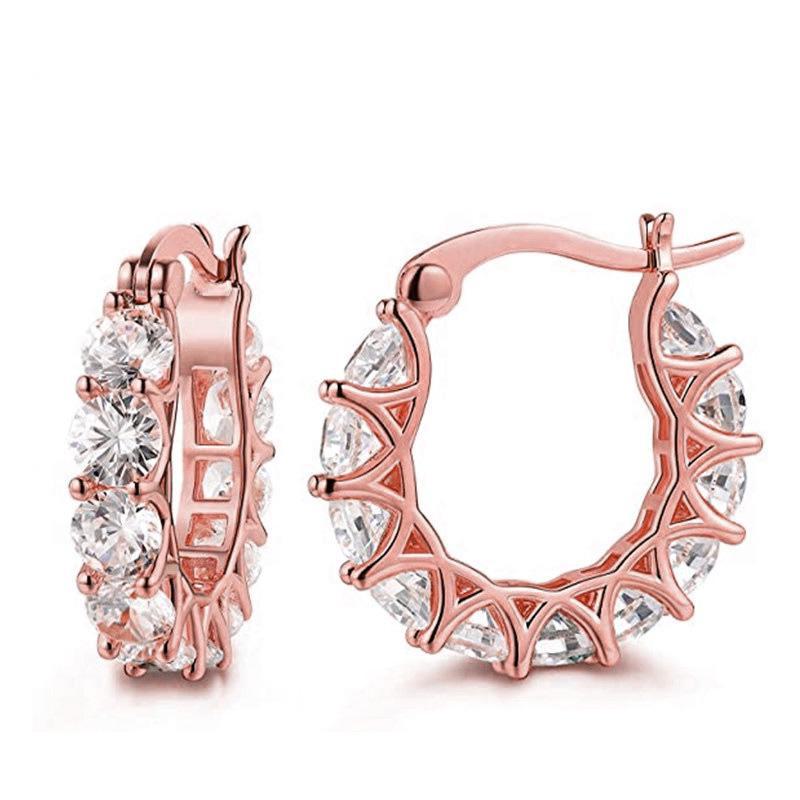 Huitan Fashion French Zircon Lace U-Shaped Earrings for Women
