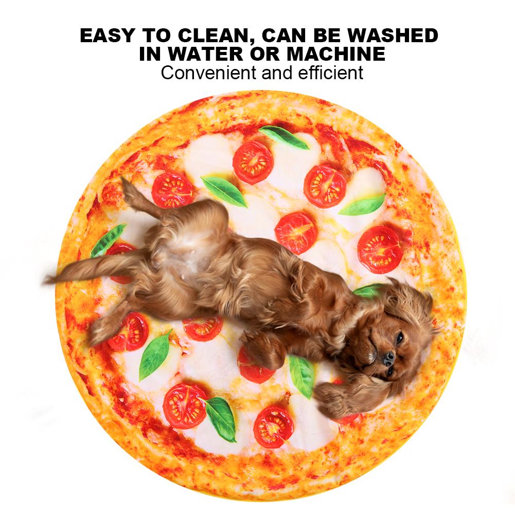 Soft Washable Simulation Pizza Warm Keeping Dog Cat Blanket Pets Sleep Rest Mat PadPizza Blanket L