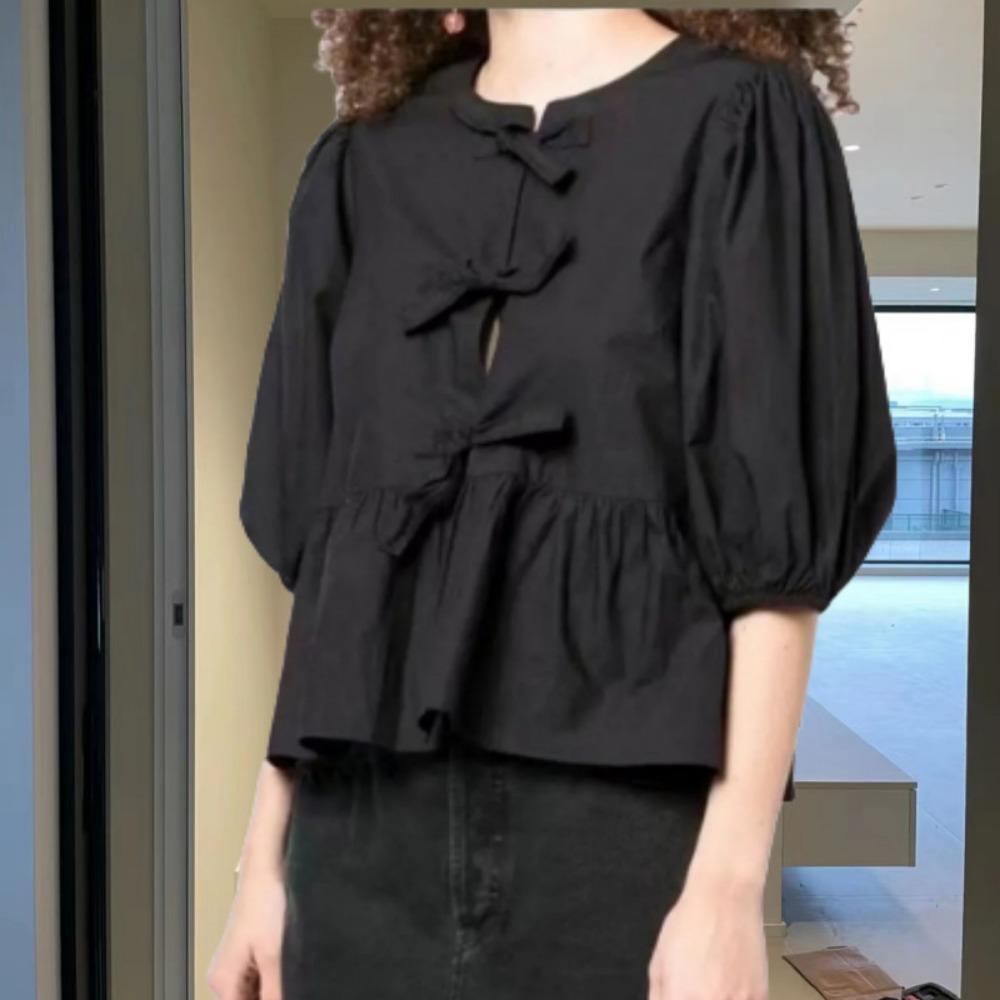 HNXC Dámská móda Ležérní Letní Jarní Halenky a Košile s 1/2 rukávem a kulatým výstřihem