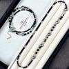 Collana Vintage Doppia Notte Nera Agata Nera Naturale Cristallo Artificiale Perla Catena Clavicola
