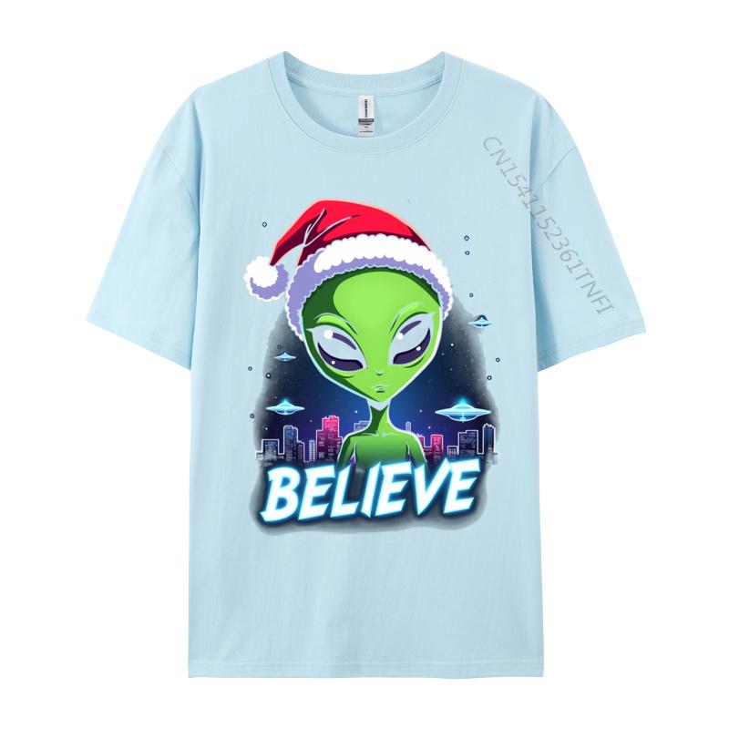 I Want To Believe Aliens Ufo Area 51 Roswell Alien Christmas 4 Print Men 2024 New Custom Tops Shirt Camisa Pure Cotton T Shirt