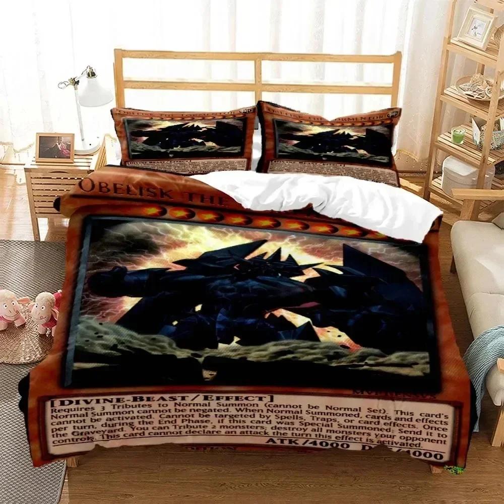 Anime Yu-Gi-Oh Game Card Bedding Set Duvet Cover Sheet Printed Bed Set Pillowcase Bed Full Queen King Size Comforter Bedroom