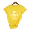 Kann Wein enthalten T-Shirt Alkohol Shirts Damen Buchstaben Print Tops Lustiges Trinkshirt Freizeit Kurz