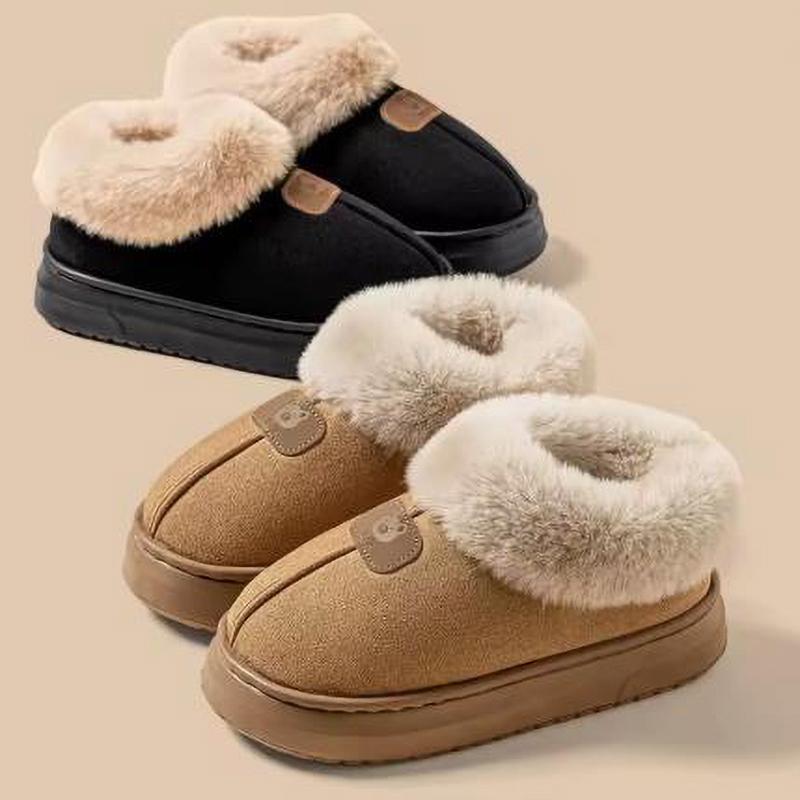 Fleece Lined Winter Slippers Men Women Ankle Cover Thick Sole Lightweight Eva Indoor Outdoor Warm Home Shoes