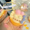 Fake Egg Tart Toy Kitten Squeeze Toy, Stress Relieving Cartoon Healing Ball Soft Stretchy Food Fidget Portable Sensory