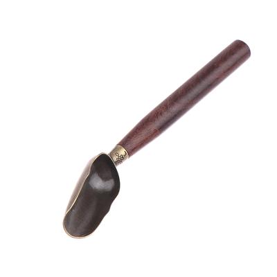 Wooden Handle Tea Shovel Tea Spoon Copper Ebony Coffee Scoops Tableware Teaspoons Easy Clean Anti Sprinkle Tea Spoon MIT