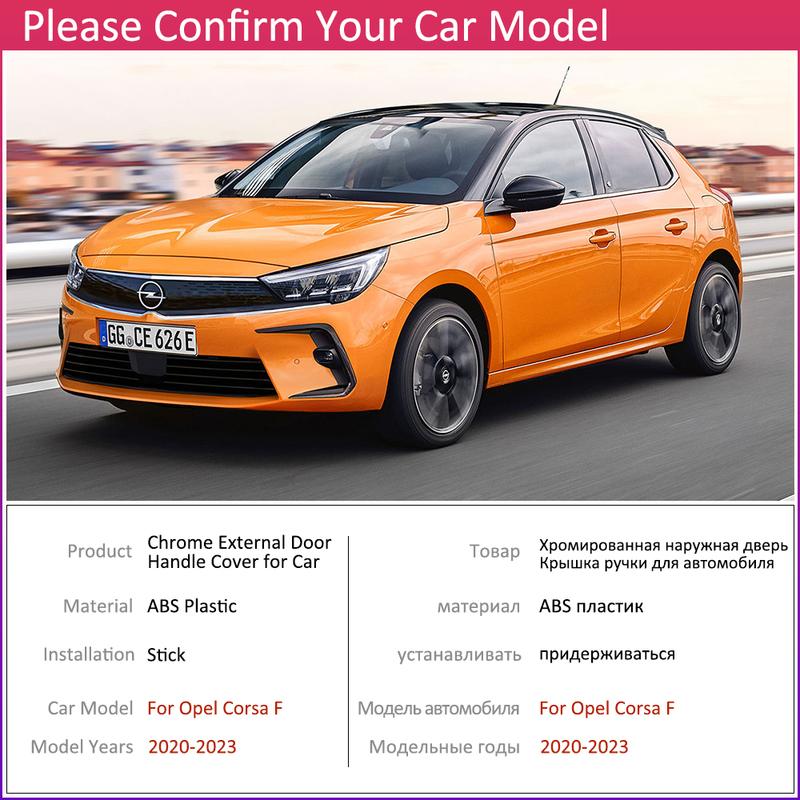 For Opel Corsa F Vauxhall Car Smart Door Handle Cover Trim Gloss Black Carbon Fiber Chrome Exterior Styling