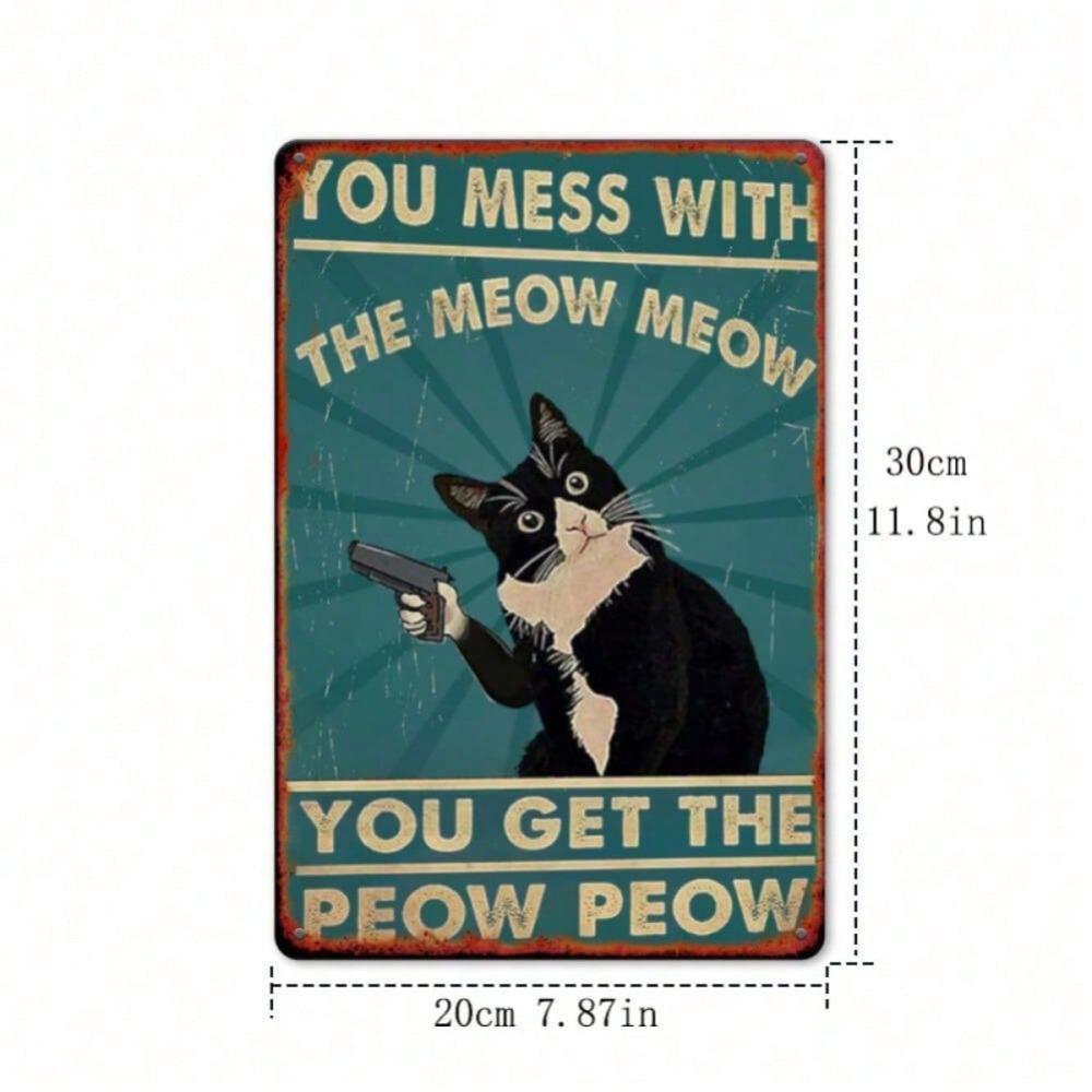 Vintage Humorvolles Katzenblechschild Wandkunst 8x12 Zoll Metallposter Geschenk für Katzenliebhaber Wohnzimmer Werkstatt Dekoration 20x30