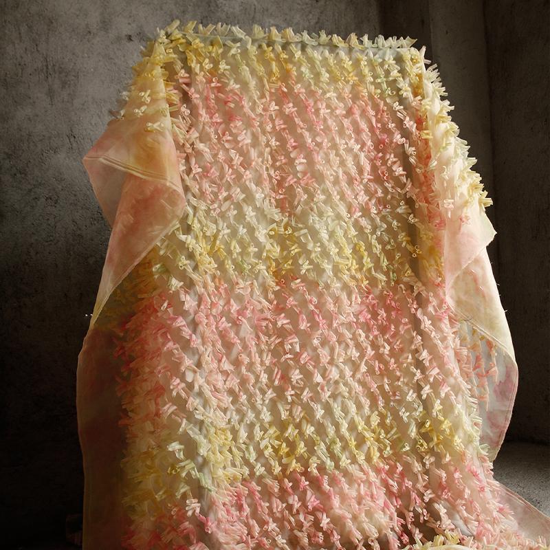 

Gradient Fabric Three-Dimensional Rolled Edge Texture Fabric DIY Dress Clothing Cushion Material Wedding Sewing Costume Supplies 50x150cm