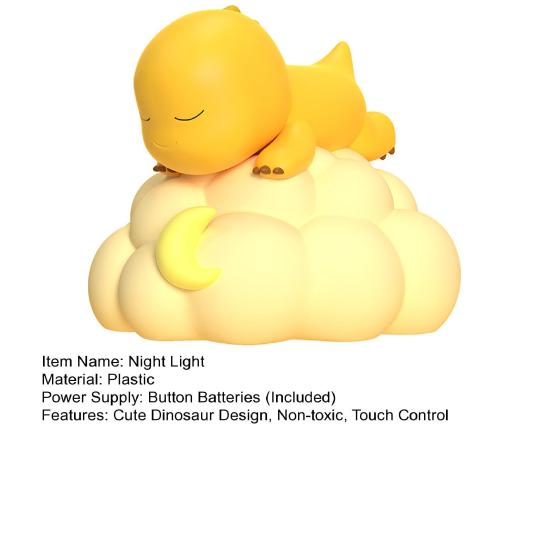 Dino Night Light Touch Sensor Cute Bedside Lamp 3D Cartoon Dinosaur LED Nightlight for Kids Bedroom Nursery Girls Boys Gifts