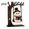 Halloween Celebration Accessories Funny Swing Ornament, Witch/Skeleton/Mummy/Pumpkin Ghost Sitting on Indoor Outdoor Decorations Reading Book Figurine