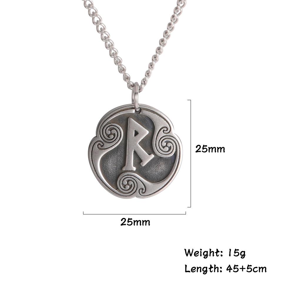 Vintage Norse Rune Necklace Viking Jewelry Stainless Steel Pendant Wicca Amulet Gift for Men Women