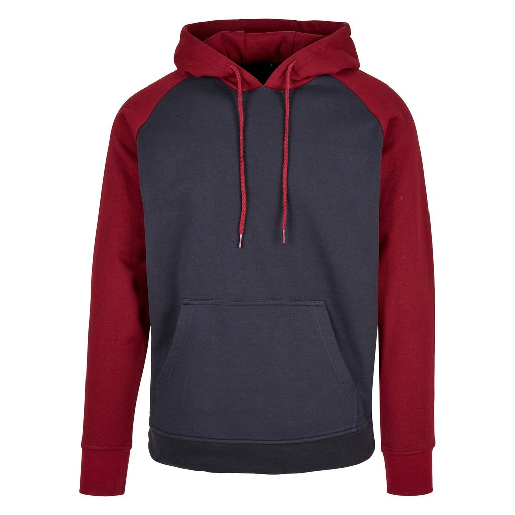 Build Your Brand Mens Contrast Raglan Hoodie