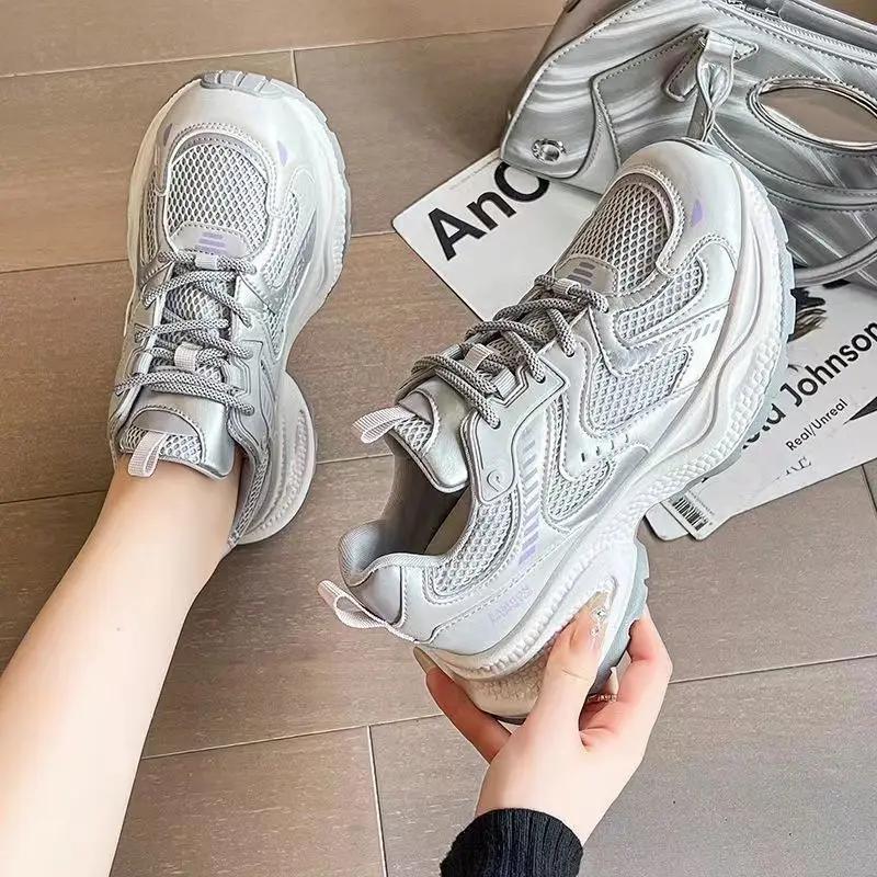 Fashion High on Platform Women's Sneakers Shoes Trends 2025 Daily Routine Walking Original Fashion New 39 Casual Ladies Footwear Sale