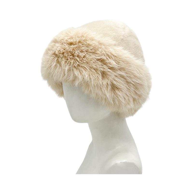 Fur Plush Faux Fisherman Hat Solid Color Thickened  Furry Stylish Winter Warm