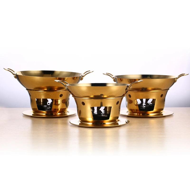 Dry Boiler Commercial Solid Fuel Boiler Golden Alcohol Furnace Chafing Dish Buffet Korean Pot Thickened Stainless Steel Hot Pot