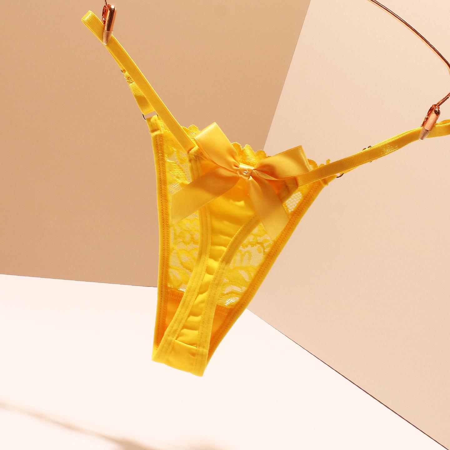 

Бесшовные регулируемые кружевные стринги для женщин - Европейский и американский стиль One Size жёлтый