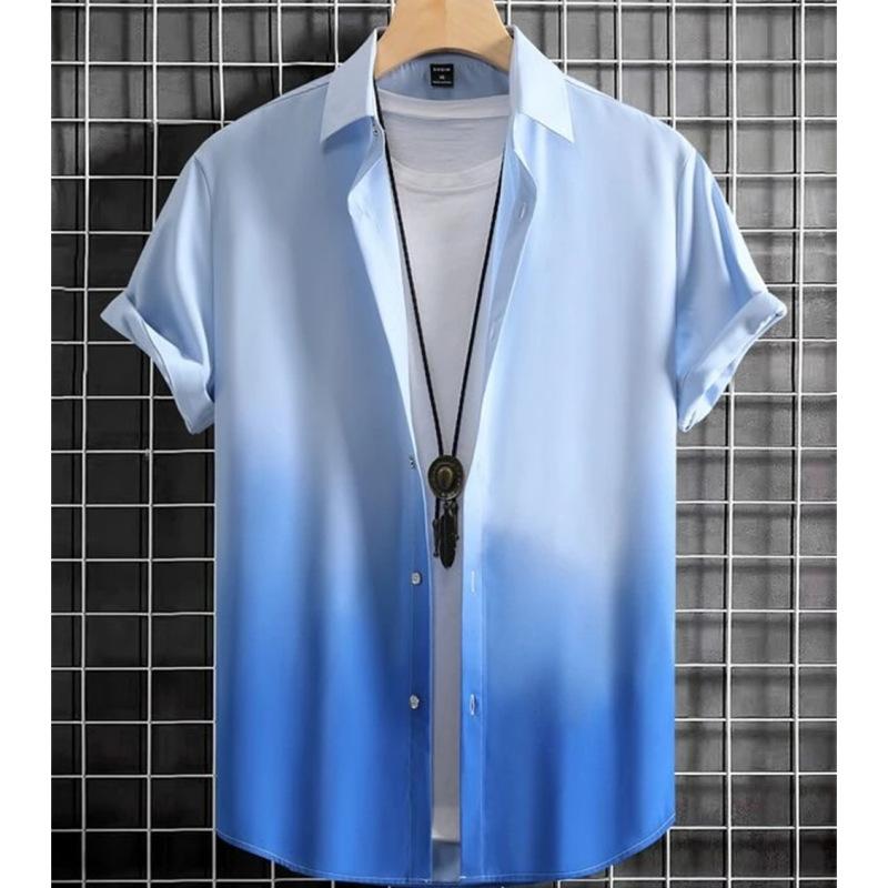 Herrenhemd Sommerkleidung Farbverlaufsdesign Grafik 3D-Druck Hemden Kurzarm Tops Streetwear Locker Lässig Hawaiihemden