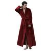 Mens Solid Thicken Velvet Robe Bathrobe Gown Pajamas Sleepwear Pocket Waistband
