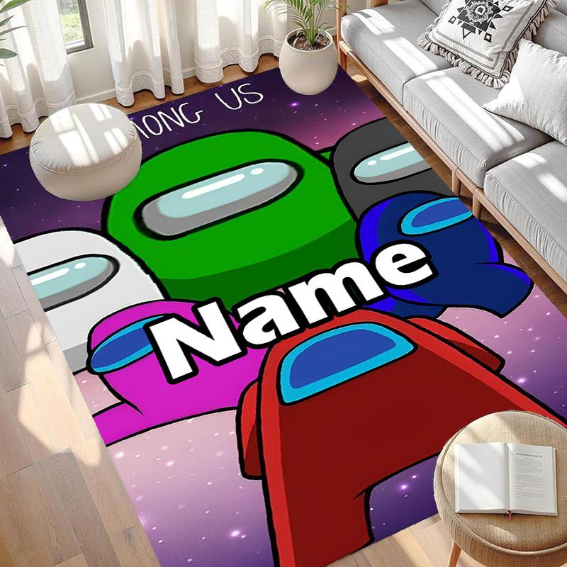 Custom Name Personalized Among Us Print Carpet, Versatile Home Decor Rug, for Playroom, Apartment, Balcony, Entryway, Hallway Gift