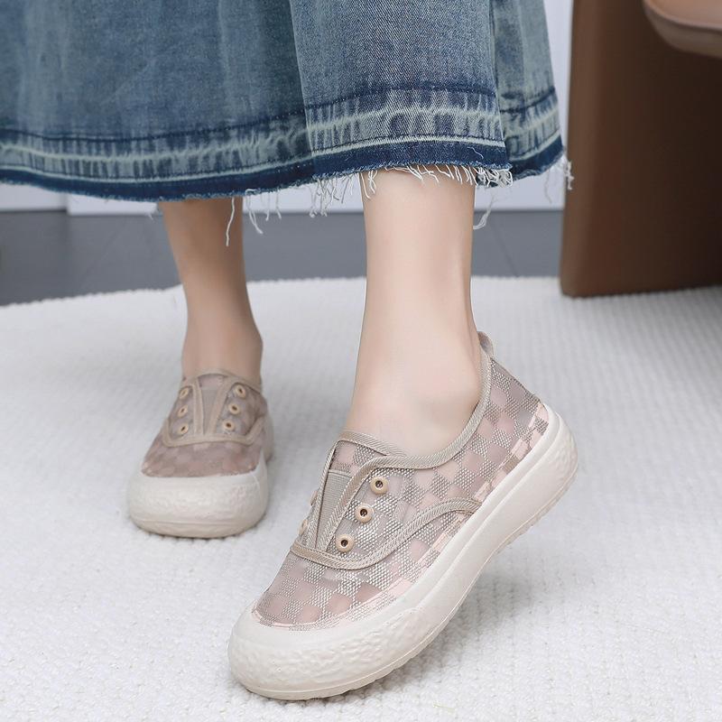 Xiaoxiangfeng fisherman shoes women's 2025 spring and summer new breathable mesh casual shoes lazy one pedal platform loafers