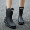Women's Mid-Calf Rain Boots 2025 New Rubber Shoes Winter Rain Boots Cotton-Padded Warm-Keeping Waterproof Women's Non-Slip Shoes