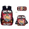 Dog Man 3Pcs Set Boy Funny Cartoon Schoolbag with Shoulder Bag Pencil Case Game Print Backpack Waterproof Children Boolbag