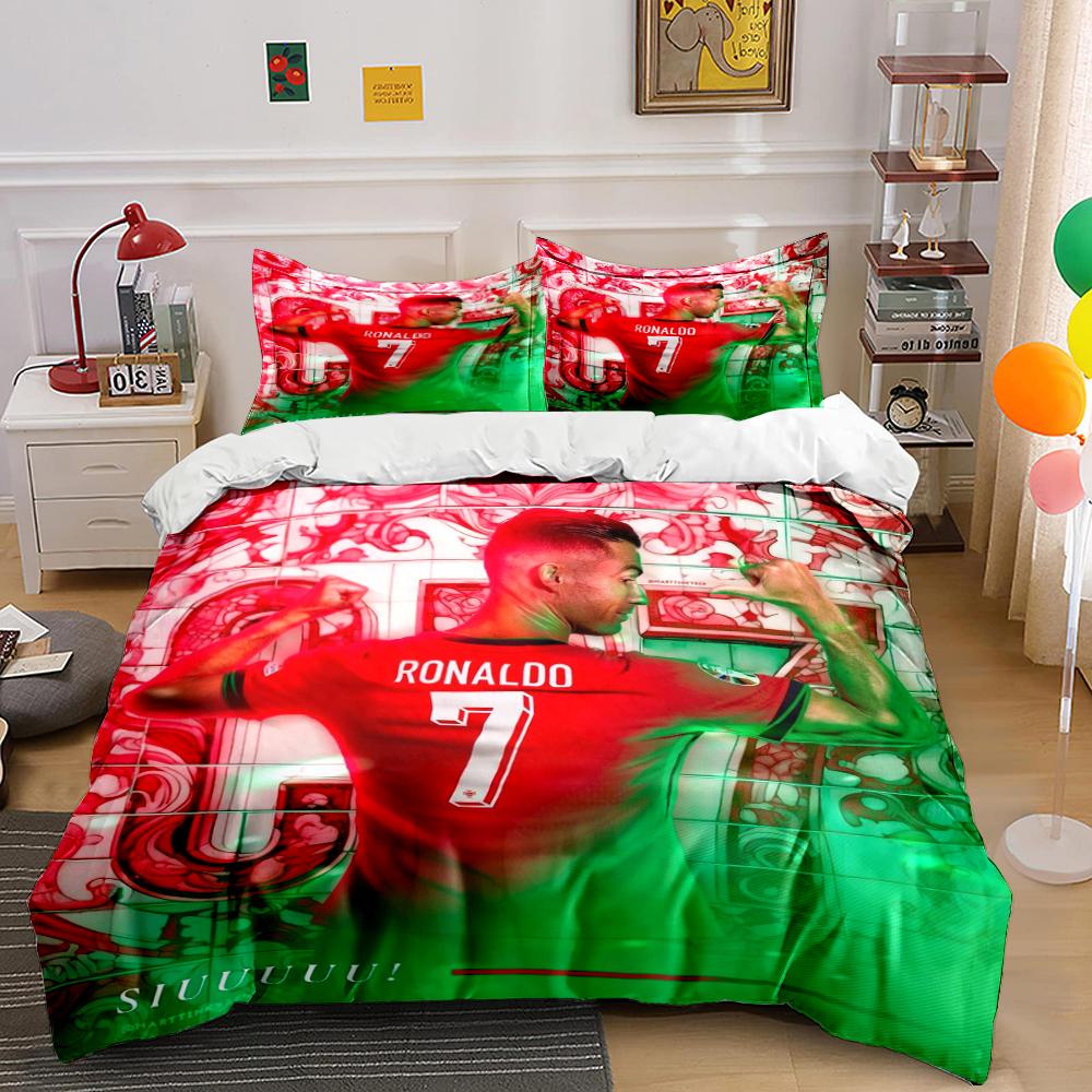 Biancheria da letto Ronaldo Rossa e Verde Set biancheria da letto (1 copripiumino, 2 federe, piumino non incluso)