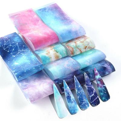 10 Nagelfolien, Transferaufkleber, Abziehbilder, holografische Blumen-Nagelkunst, Sternenpapier