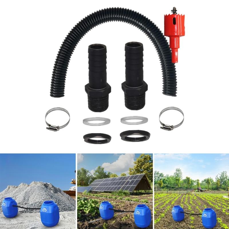 Easy Install Rainwater Harvest Connector with 500mm flexible hoses Efficient Water Butt Connection for Water Storage